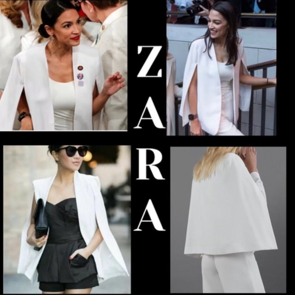 ZARA CAPE BLAZER JACKET W/ SLITS BLOGGERS WHITE NEW